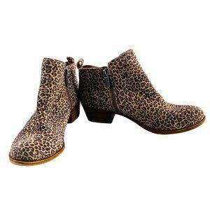 Lucky Brand Womens Leopard Print Ankle Boots Size 7.5